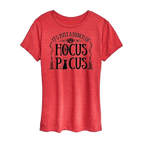 Womens Crew Neck Short Sleeve Regular Fit Hocus Pocus Graphic T-Shirt, X-large, Red