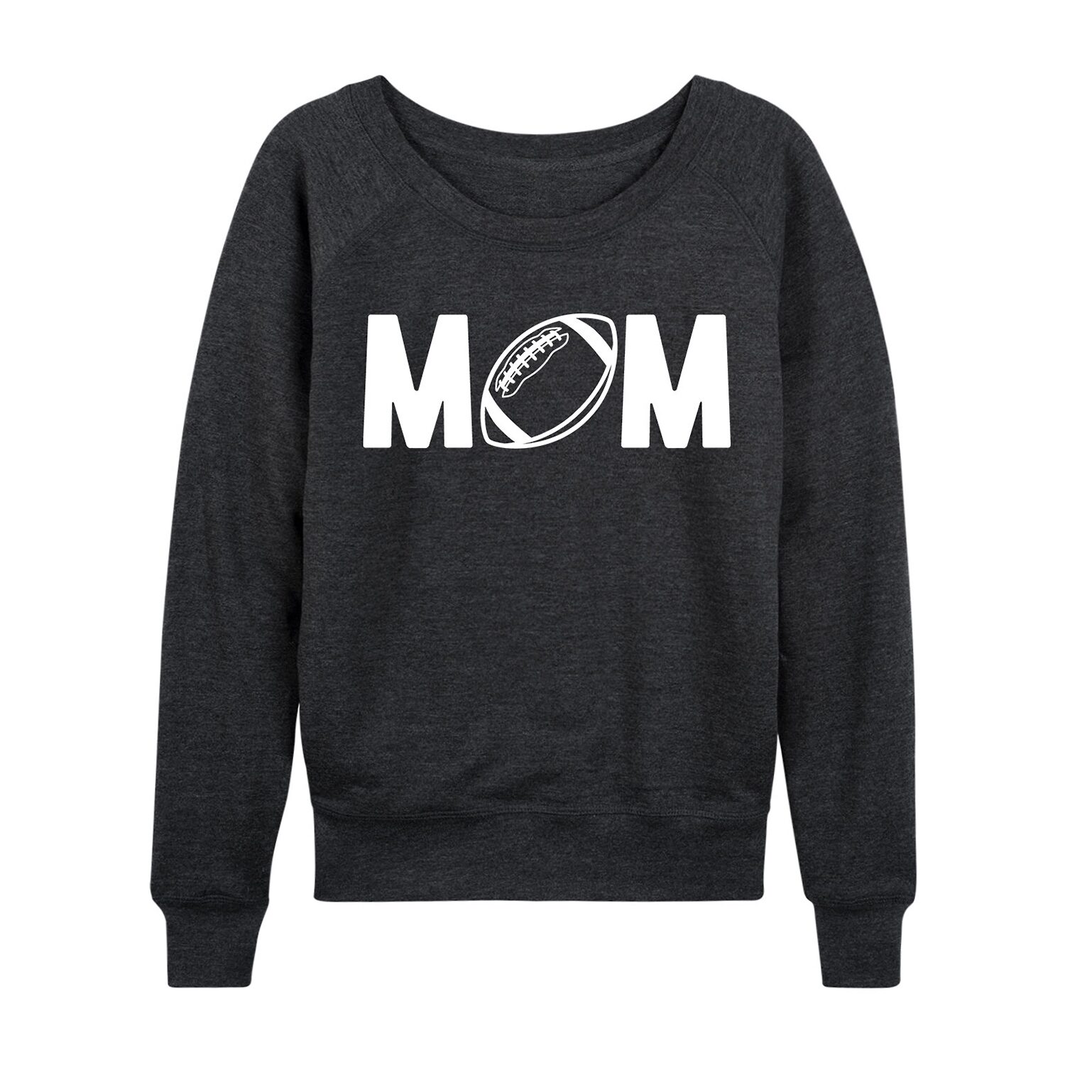 Mom Football Womens Scoop Neck Long Sleeve Regular Fit Graphic T-Shirt