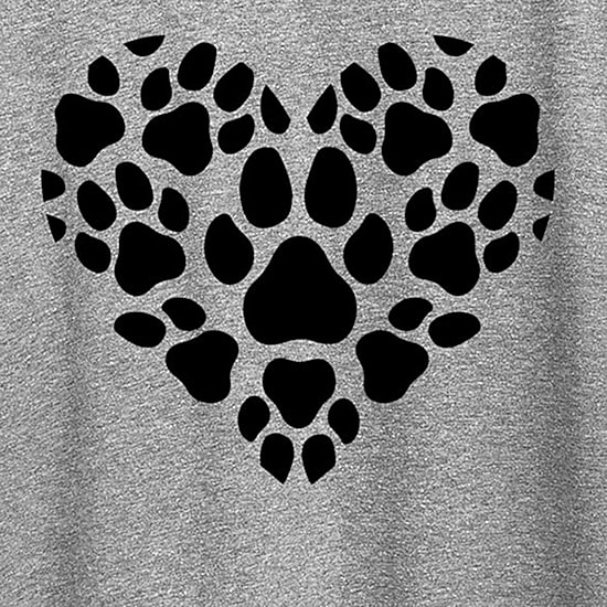 Pawprint Heart Womens Crew Neck Short Sleeve Regular Fit Graphic T-Shirt