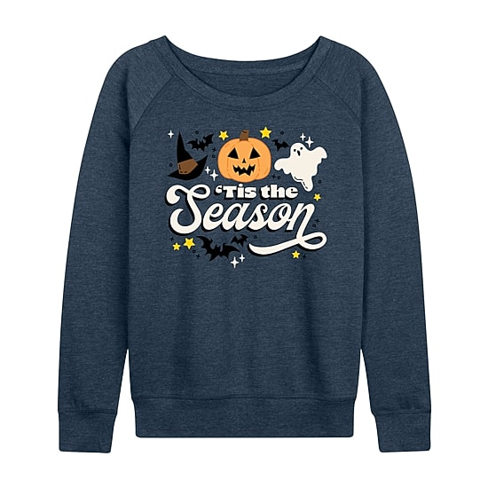 Tis The Season Fall Womens Boat Neck Long Sleeve Regular Fit Graphic T-Shirt