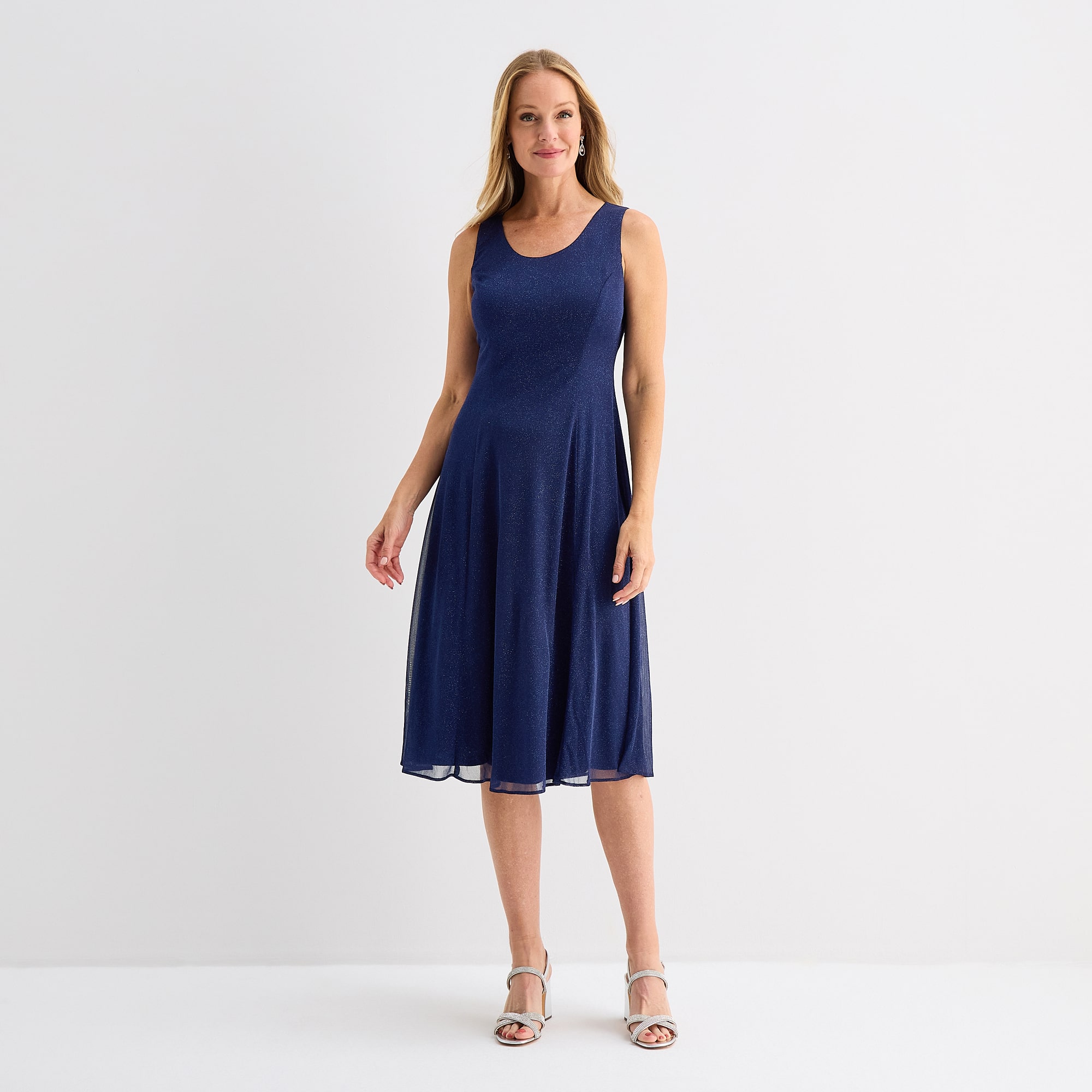 Danny & Nicole Womens Shimmer Midi Jacket Dress