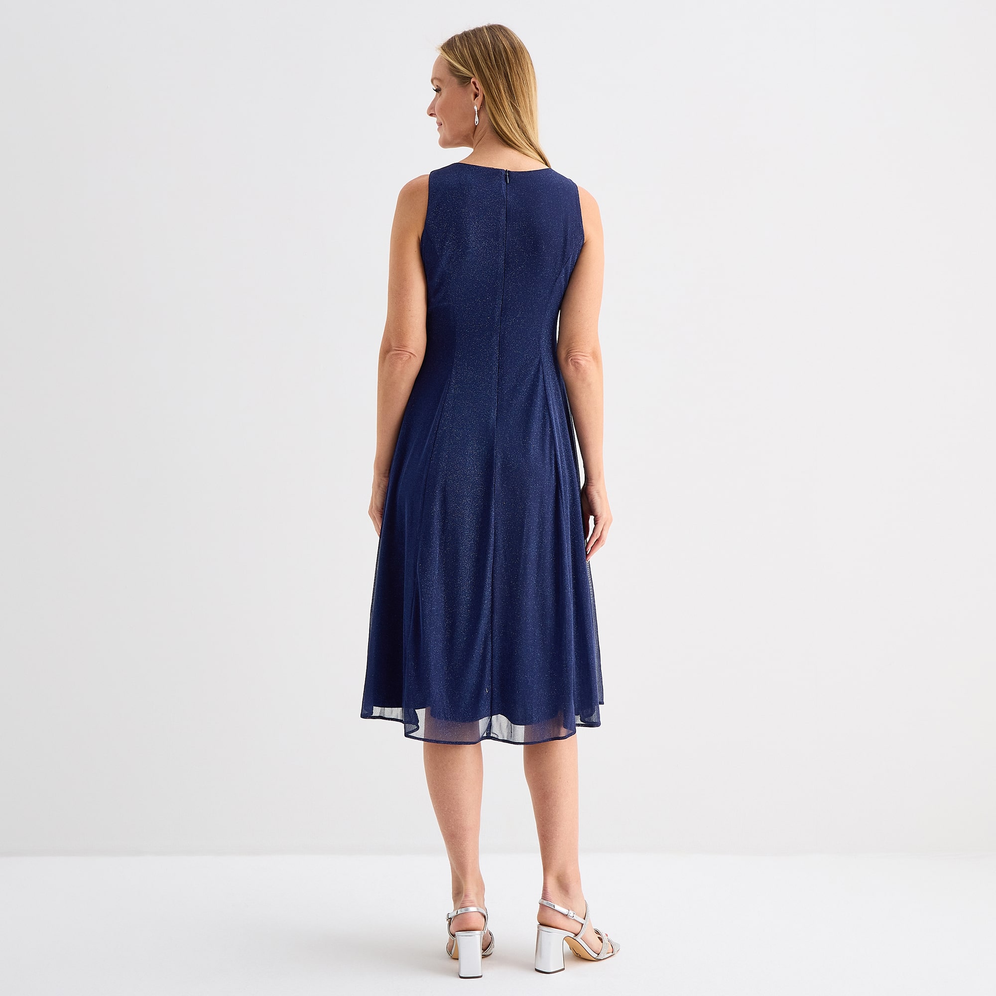 Danny & Nicole Womens Shimmer Midi Jacket Dress