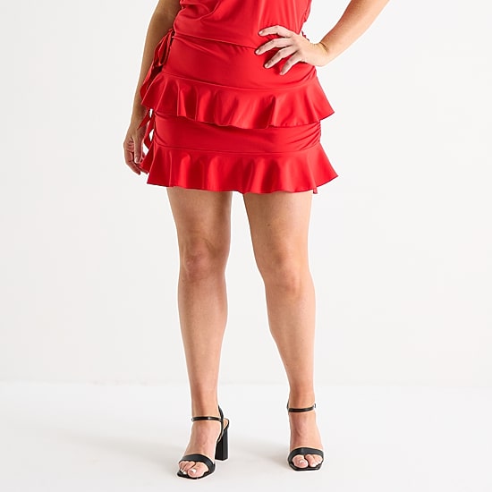 Forever 21 Womens Juniors Plus Low Rise Mini Flared Skirt