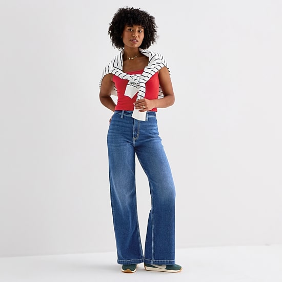 Arizona Womens Juniors Highest Rise Wide Leg Jean