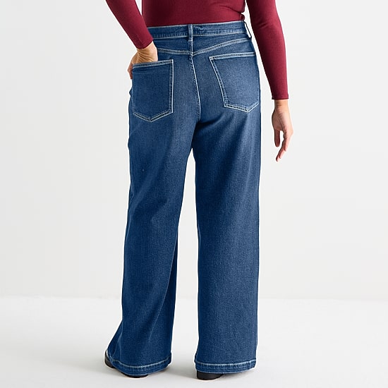 Arizona Womens Juniors Plus Highest Rise Wide Leg Jean