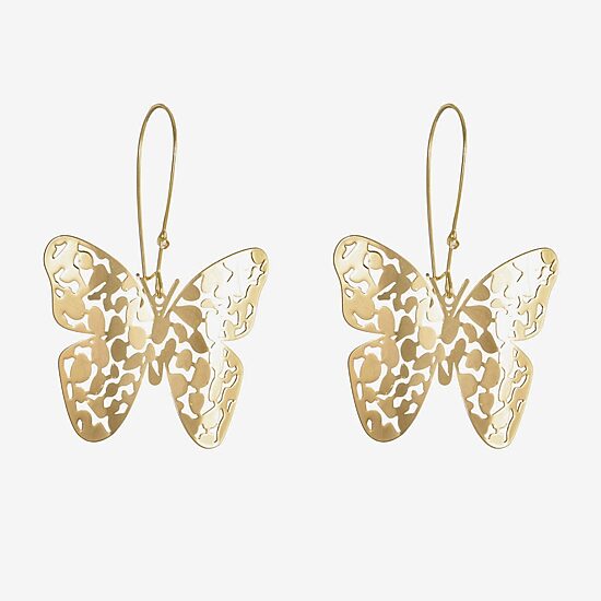 Bijoux Bar Gold Tone Womens Butterfly Drop Earrings
