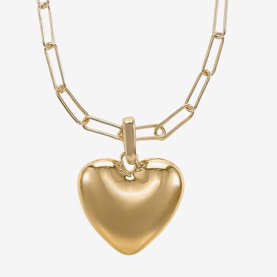 Bijoux Bar Gold Tone Womens Heart 30 Inch Pendant Necklace