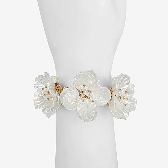 Bijoux Bar Gold Tone Womens Flower Stretch Bracelet