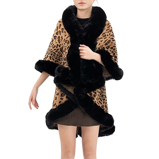 Karla Hanson Aspen Ruana Womens 3/4 Sleeve Animal Poncho