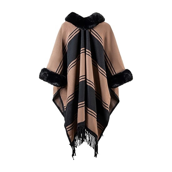 Karla Hanson Soft Ruana Womens Long Sleeve Striped Poncho