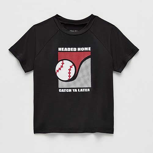 Okie Dokie Active Mesh Toddler & Little Boys Round Neck Short Sleeve Relaxed Fit Graphic T-Shirt, 4t, Black