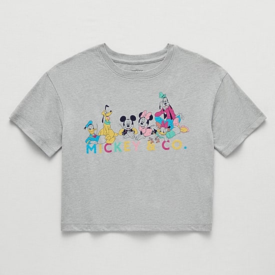 Little & Big Kid Girls Crew Neck Short Sleeve Regular Fit Mickey Mouse Graphic T-Shirt