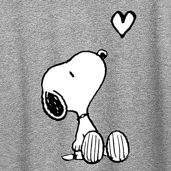 Snoopy Heart Womens Crew Neck Short Sleeve Regular Fit Snoopy Graphic T-Shirt