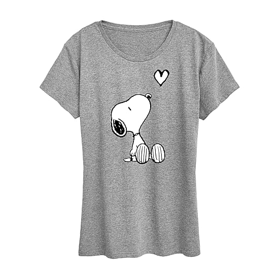 Snoopy Heart Womens Crew Neck Short Sleeve Regular Fit Snoopy Graphic T-Shirt