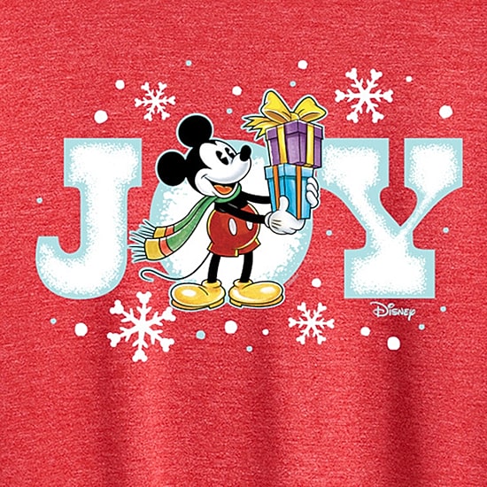 Disney Joy Mickey Womens Crew Neck Short Sleeve Regular Fit Mickey and Friends Graphic T-Shirt