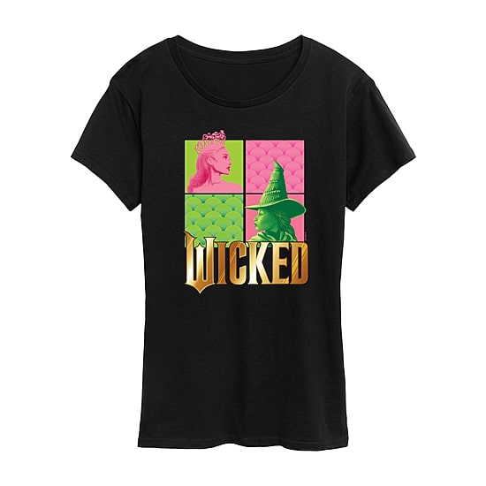 Wicked Elphaba Glinda Womens Crew Neck Short Sleeve Regular Fit Wicked Graphic T-Shirt