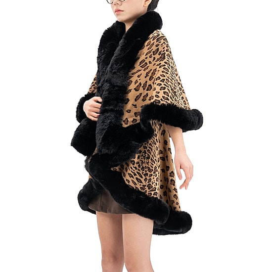 Karla Hanson Aspen Ruana Womens 3/4 Sleeve Animal Poncho