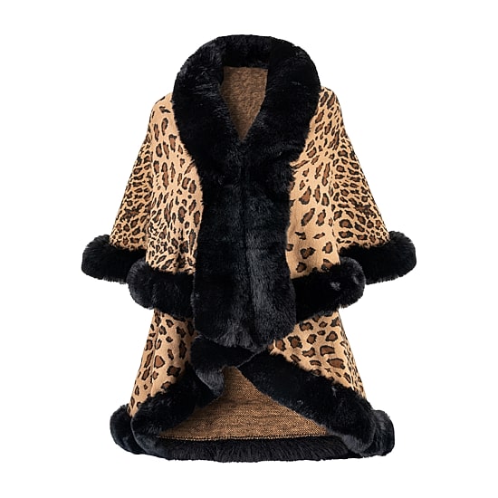 Karla Hanson Aspen Ruana Womens 3/4 Sleeve Animal Poncho
