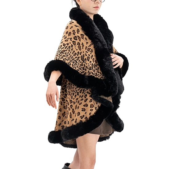Karla Hanson Aspen Ruana Womens 3/4 Sleeve Animal Poncho