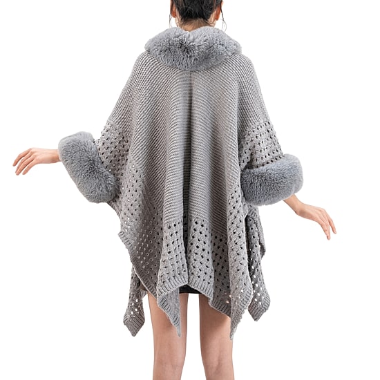Karla Hanson Knit Ruana Womens Long Sleeve Poncho