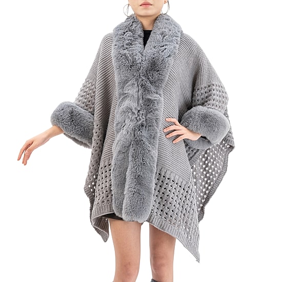Karla Hanson Knit Ruana Womens Long Sleeve Poncho