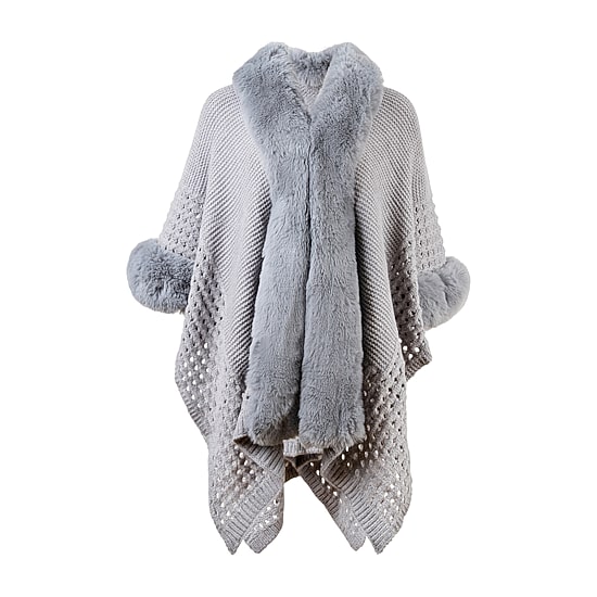 Karla Hanson Knit Ruana Womens Long Sleeve Poncho