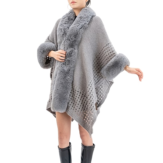 Karla Hanson Knit Ruana Womens Long Sleeve Poncho