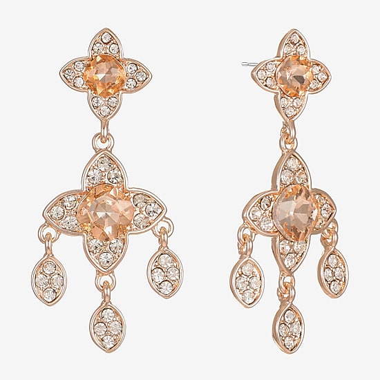 Monet Jewelry Womens Orange Clover Hypoallergenic Drop Earrings