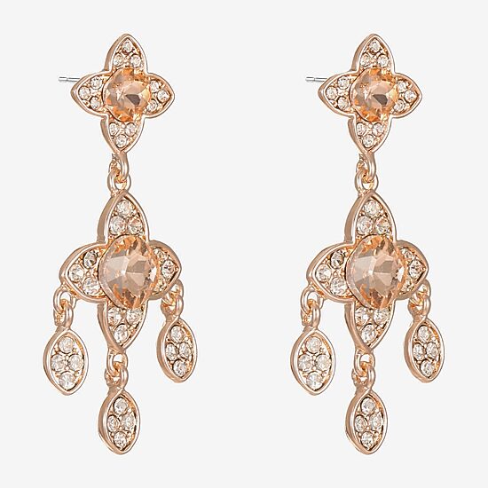 Monet Jewelry Womens Orange Clover Hypoallergenic Drop Earrings