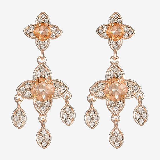 Monet Jewelry Womens Orange Clover Hypoallergenic Drop Earrings