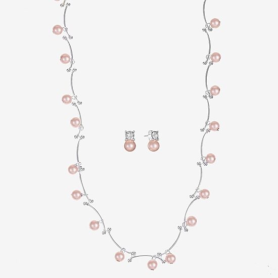 Monet Jewelry Timeless Womens Glass Simulated Pearl Round 2-pc. Jewelry Set