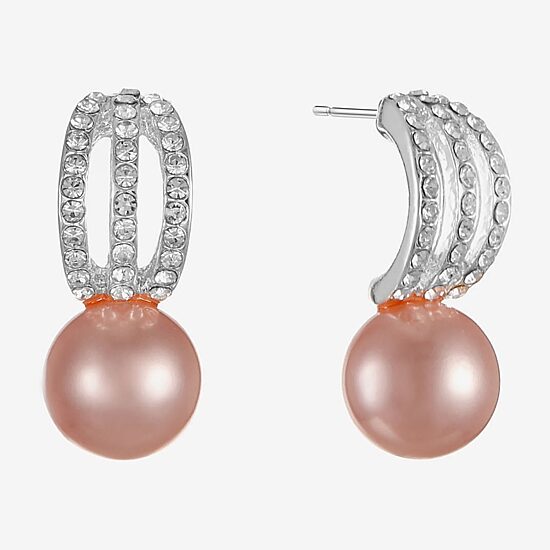 Monet Jewelry Timeless Womens Glass Simulated Pearl Round Hypoallergenic Drop Earrings