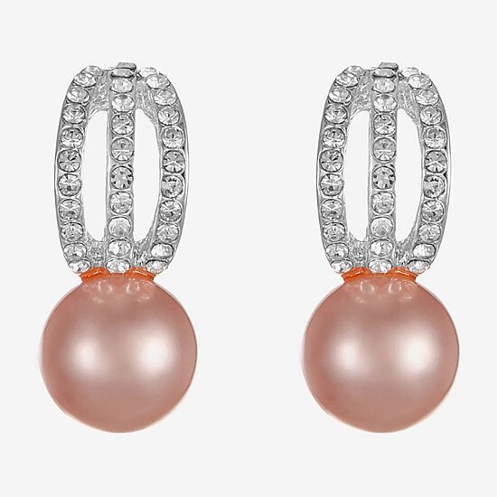 Monet Jewelry Timeless Womens Glass Simulated Pearl Round Hypoallergenic Drop Earrings