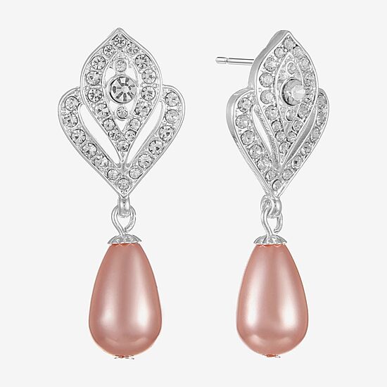 Monet Jewelry Timeless Womens Glass Simulated Pearl Round Hypoallergenic Drop Earrings