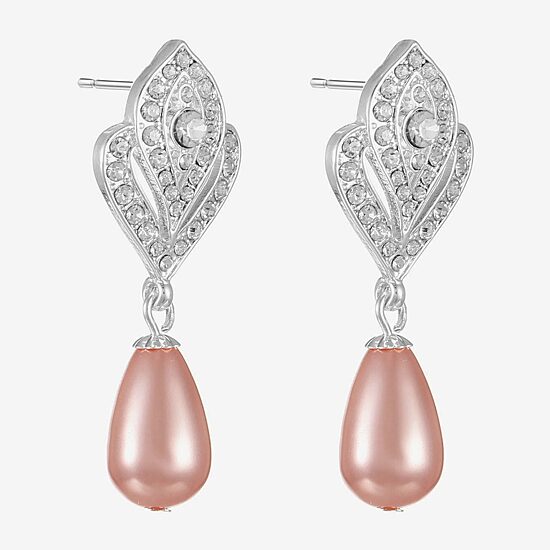 Monet Jewelry Timeless Womens Glass Simulated Pearl Round Hypoallergenic Drop Earrings