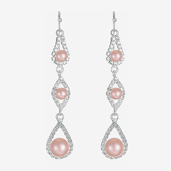 Monet Jewelry Timeless Womens Glass Simulated Pearl Round Hypoallergenic Drop Earrings