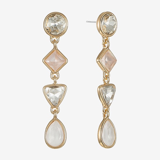 Monet Jewelry Womens Glass Round Square Hypoallergenic Drop Earrings