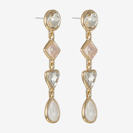 Monet Jewelry Womens Glass Round Square Hypoallergenic Drop Earrings