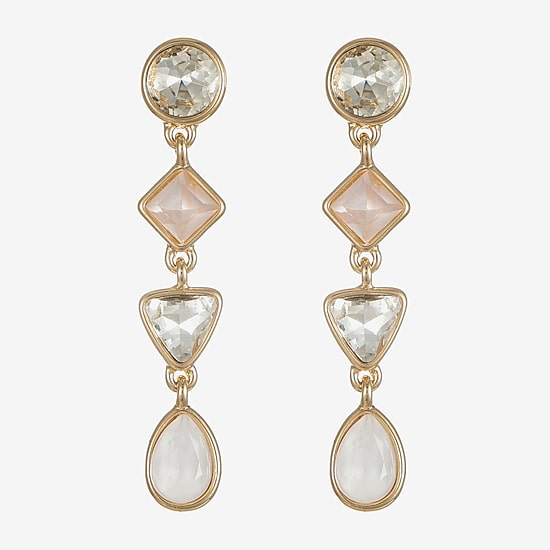 Monet Jewelry Womens Glass Round Square Hypoallergenic Drop Earrings