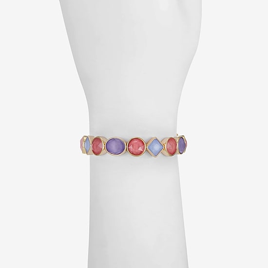 Monet Jewelry Womens Glass Round Square Stretch Bracelet