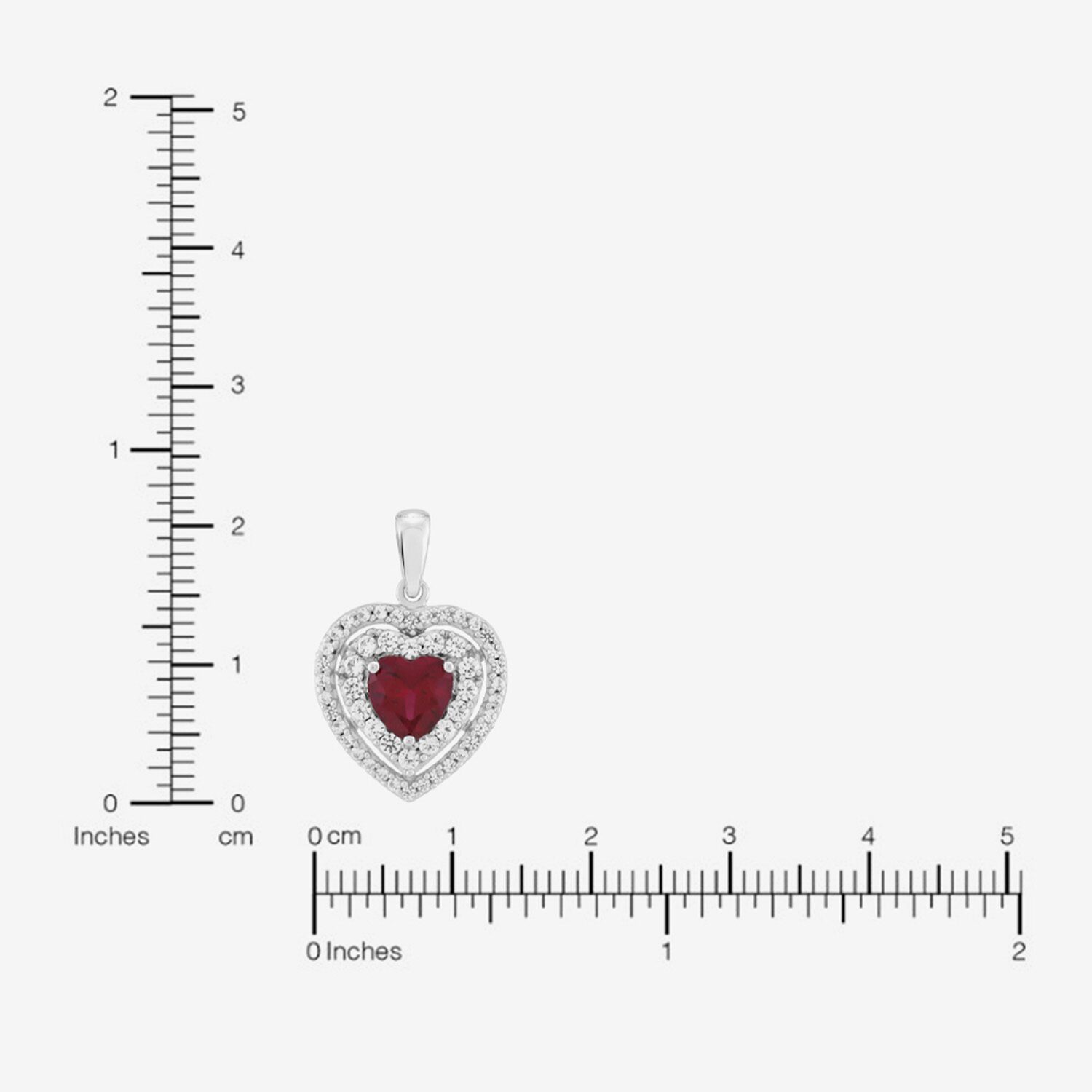 Womens Lab Created Red Ruby Sterling Silver Heart 18 Inch Pendant Necklace