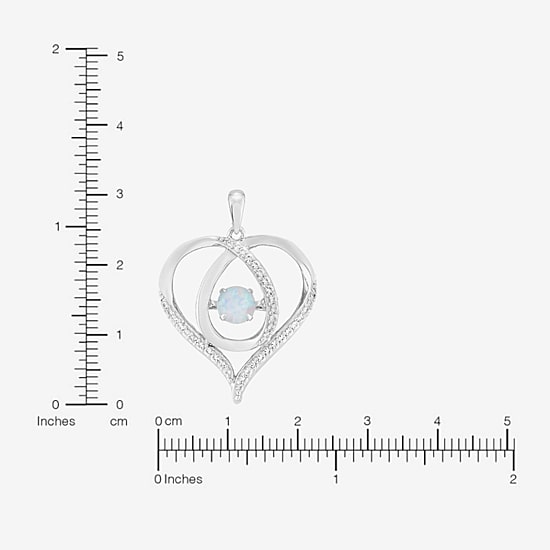 Limited Quantities! Womens Lab Created White Opal Sterling Silver Heart 18 Inch Pendant Necklace