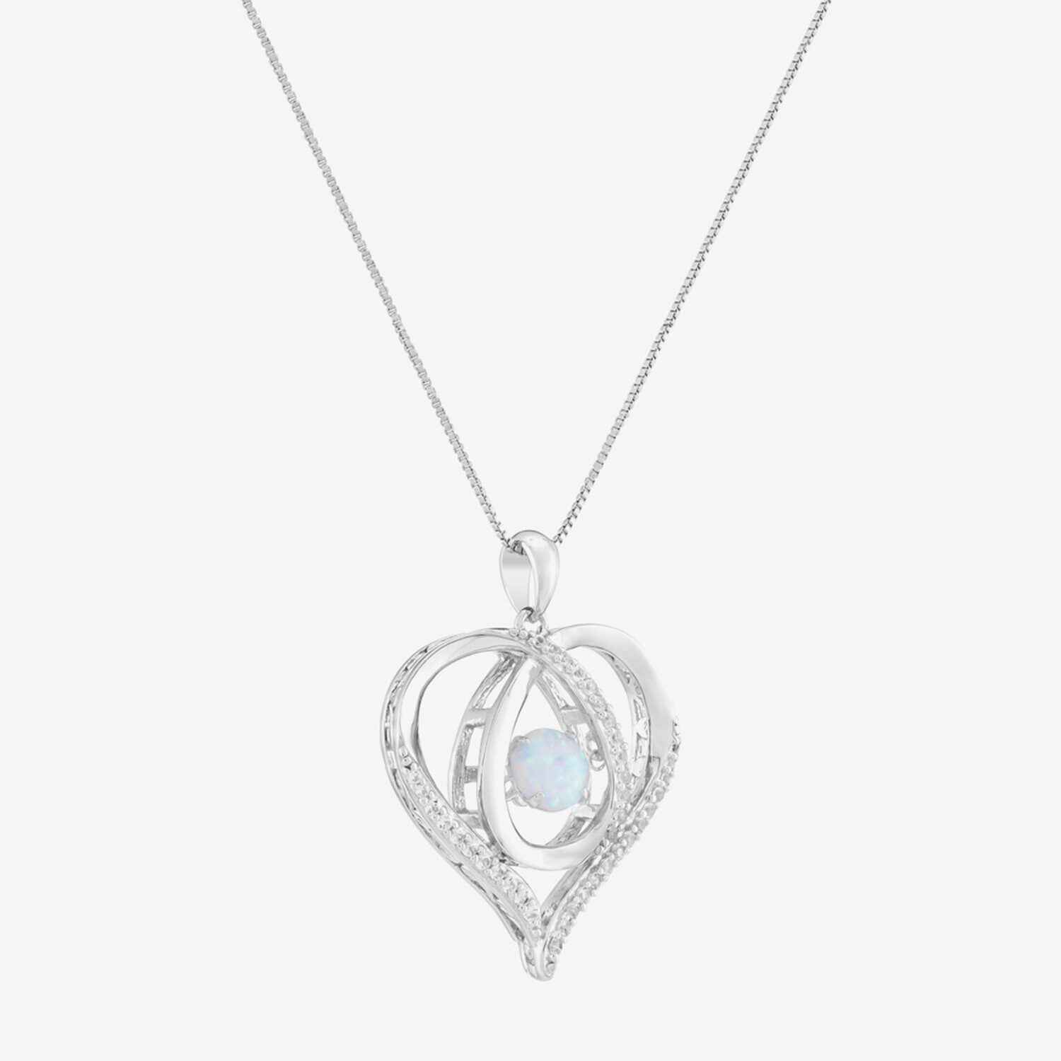 Limited Quantities! Womens Lab Created White Opal Sterling Silver Heart 18 Inch Pendant Necklace