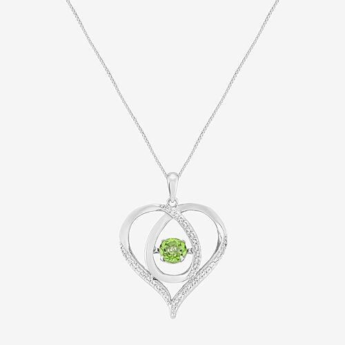 Limited Quantities! Womens Genuine Green Peridot Sterling Silver Heart 18 Inch Pendant Necklace, One Size, Green