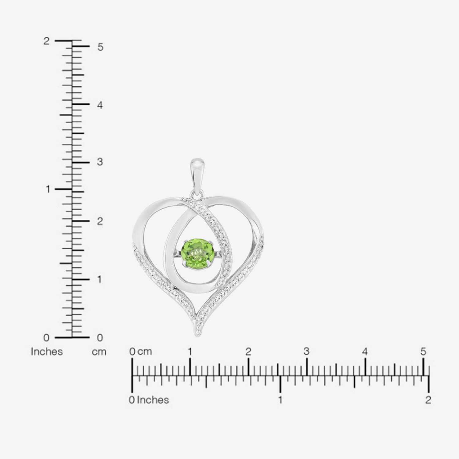 Womens Genuine Green Peridot Sterling Silver Heart 18 Inch Pendant Necklace