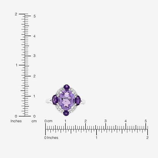 Limited Quantities! Womens Diamond Accent Genuine Purple Amethyst 10K Gold Oval Halo Cocktail Ring
