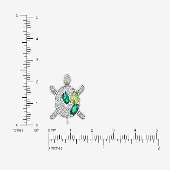 Limited Quantities! Turtle Womens Lab Created Green Emerald Sterling Silver 18 Inch Pendant Necklace