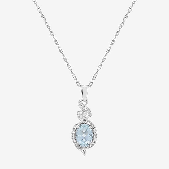 Limited Quantities! Womens Genuine Blue Aquamarine Sterling Silver Oval 18 Inch Pendant Necklace