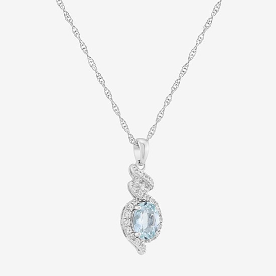 Limited Quantities! Womens Genuine Blue Aquamarine Sterling Silver Oval 18 Inch Pendant Necklace