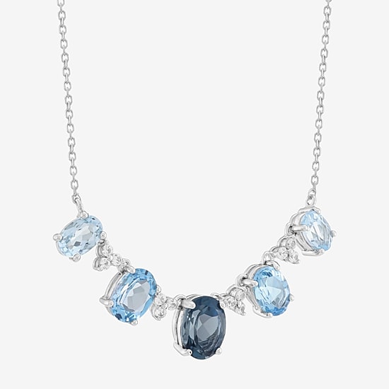 Limited Quantities! Womens Genuine Blue Topaz Sterling Silver 18 Inch Pendant Necklace